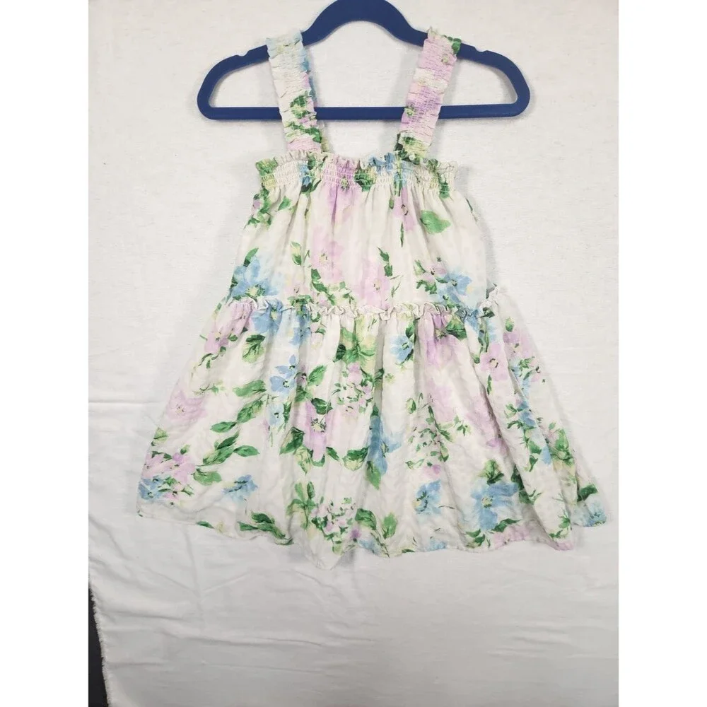 Old Navy White Floral Sundress with Pink, Blue & Green